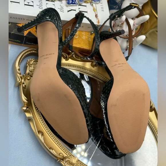🆕 KURT GEIGER LONDON 🧿 NWOB Chelsea Ankle Strap Heel, Green Snakeskin, Sz 37 7 - Picture 15 of 15